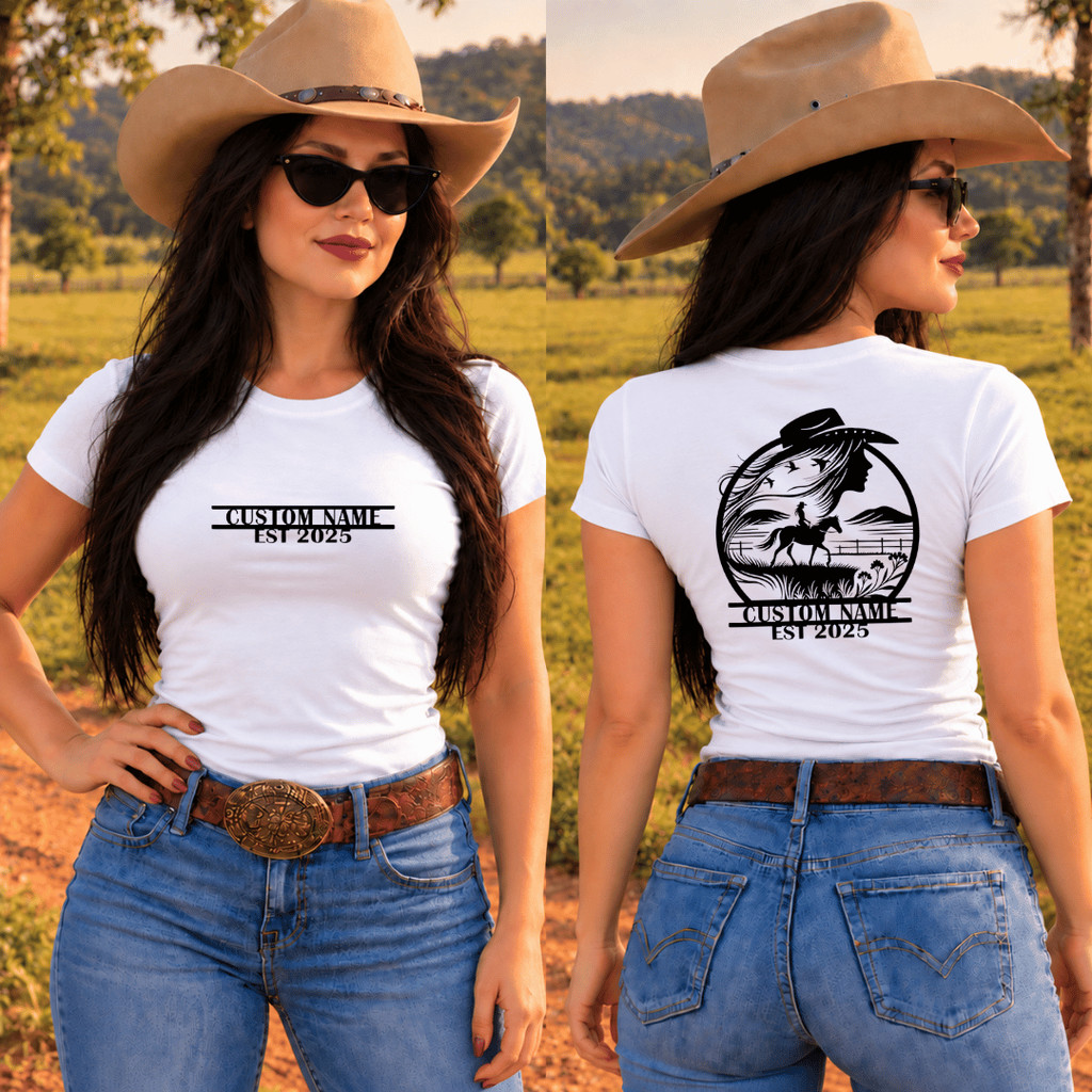 Camiseta Babylook T-Shirt 100% algodão estampada moda Country Rodeio  Boiadeira Sertaneja country custom name est 2025
