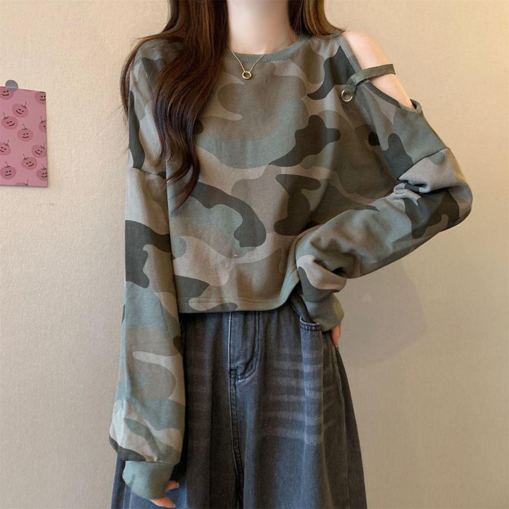 [Seckill por tempo limitado] Moletom camuflado estilo Sa legal, 2026 Novo estilo no início do outono Plus Size Fat mm Sl