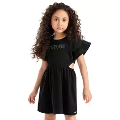 Vestido Infantil Menina Recorte Lateral Colorittá Preto