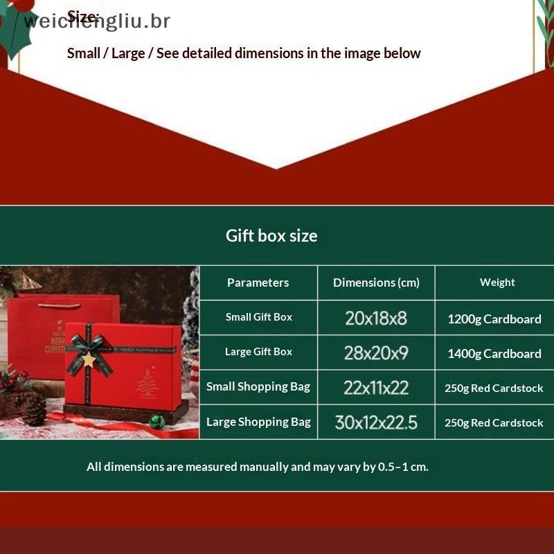 # weicheng Caixa De Presente De Natal Vermelha Brilhante Premium Fita Verde Estrela Dourada Para Embrulho De Férias Emba