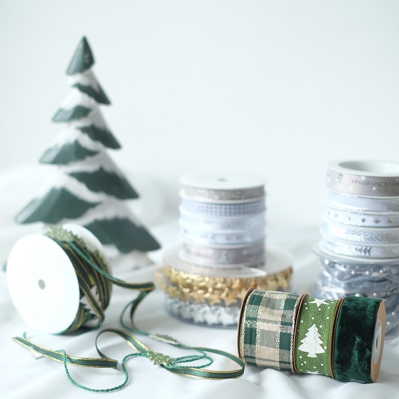 Nordic INS estilo fita de natal fita presente decoração embrulho fita ouro prata verde árvore de natal materiais DIY