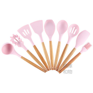 Espátula de silicone para utensílios de cozinha, cabo de faia, colher de sopa, escorredor, espátula antiaderente, espátu