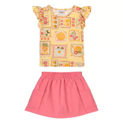 Conjunto Infantil Menina Estampa Verão Elian Amarelo