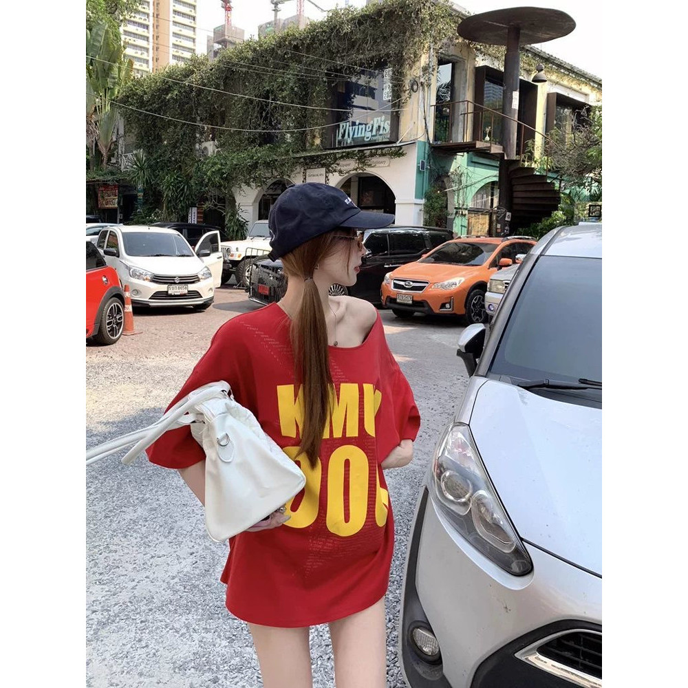 Gordura mm tamanho Extra grande 150kg novo estilo quente menina estilo carta impressa sem alças camiseta verão Casual so