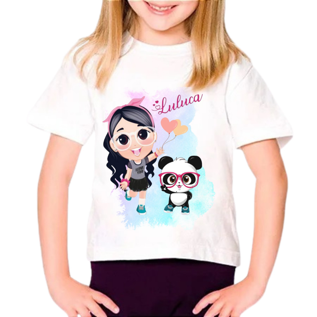 Camiseta Infantil Luluca Menina Panda Personagem Camisa Festa Luluca Presente Youtuber Aniversario Crianças Juvenil
