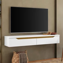 Rack Suspenso para TV até 50 Polegadas 135cm Branco Branco/Cedro