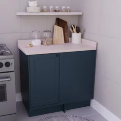 Balcão de Canto Cozinha 100% MDF sem Tampo Sevilha Herval Azul/Órion Azul