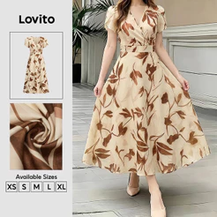 Lovito Vestido Elegante Retrô Para Primavera/verão Para Mulheres DRK9P1D461