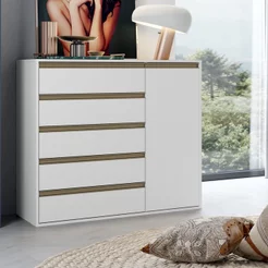 Cômoda Multiuso 5 Gavetas e 1 Porta 100% MDF Select Branco
