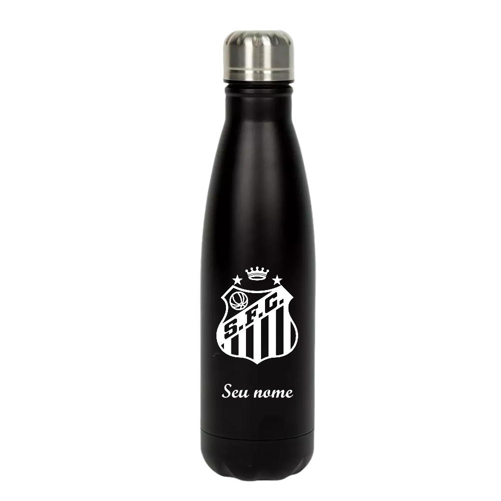 Garrafa Termica 500ml Seu Nome Personalizado a Laser Time Santos Premium