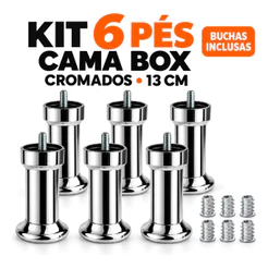 Kit 6 Pé Para Cama Box Castor Gazin Ortobom 13cm Cromado