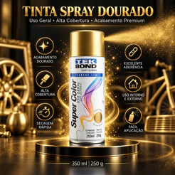 Tinta Em Spray Super Color 350ml Dourado Tekbond