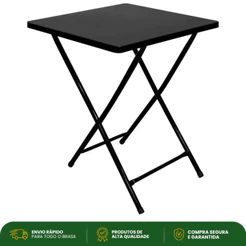 Mesa Dobrável em Aço Preta 50kg Açomix Quadrada 58x58cm Sacada Bar