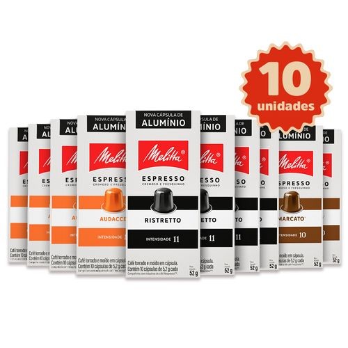 Kit 100 Cápsulas Melitta® - 40 Ristretto, 40 Audacce® e 20 Marcato®