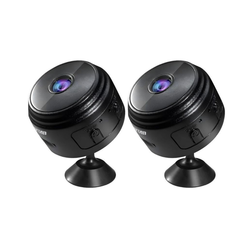 Kir 2 Câmera A9 Mini HD com Sensor de Presença Wi-Fi 110V e Suporte para Encaixe Preto