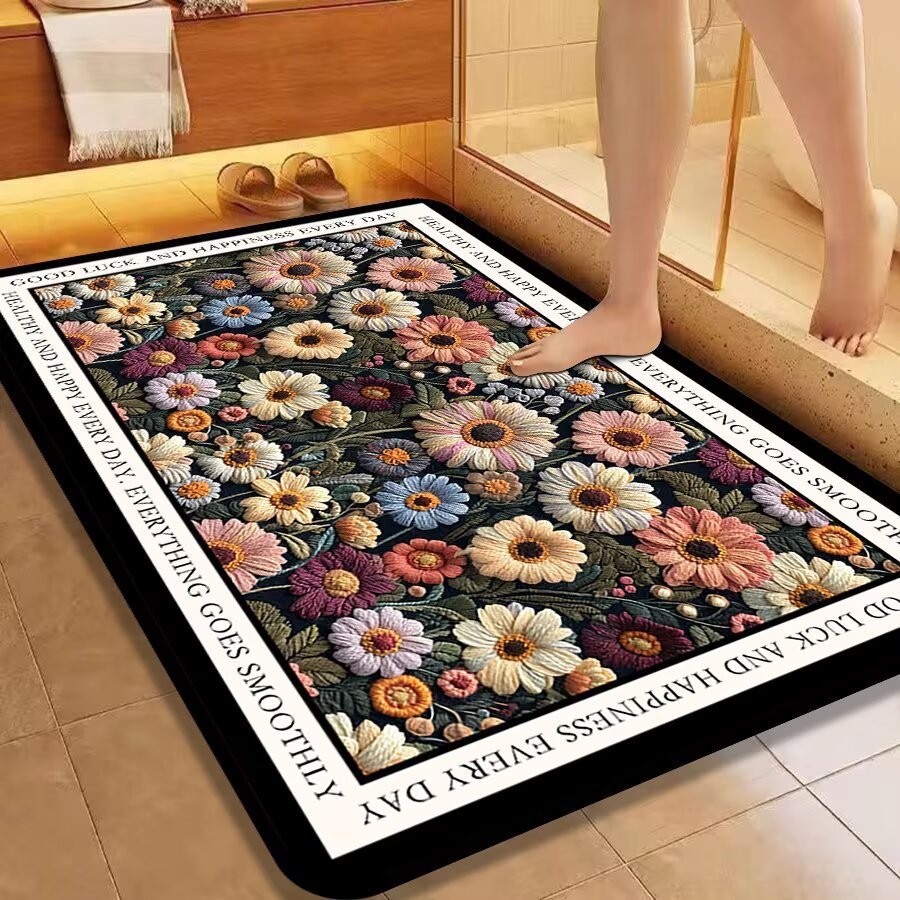 Tapete absorvente antiderrapante para banheiro, tapete de secagem rápida para porta de banheiro