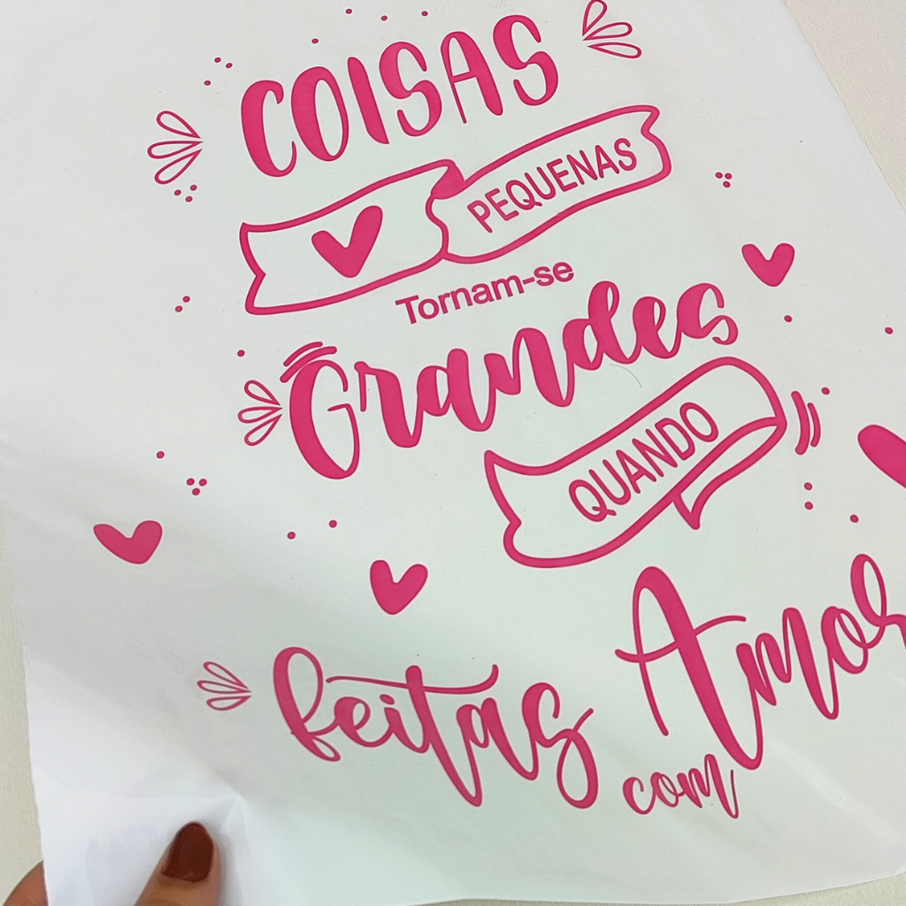 Kit 50 Sacolas Personalizada Com Frase Feita Com Amor 20x30 em Oferta na Shopee