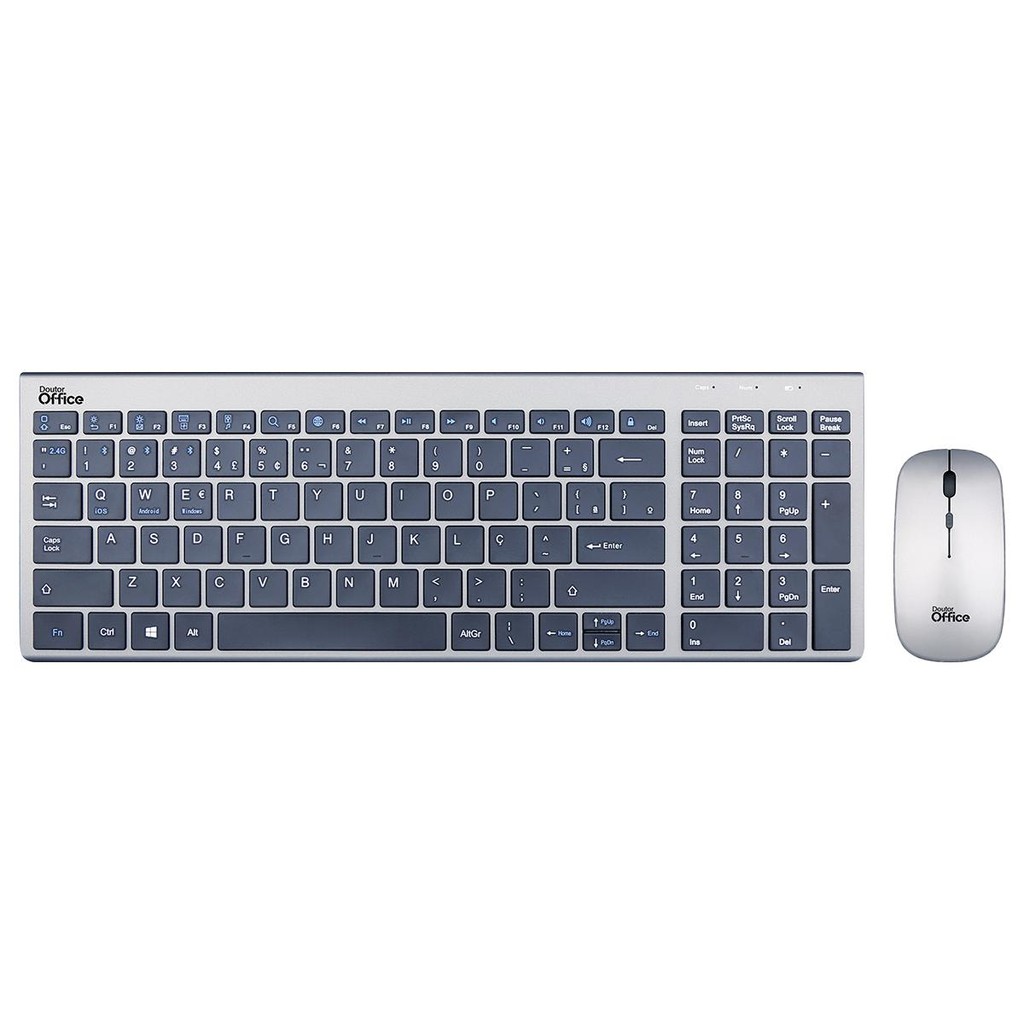 Combo Mouse E Teclado Sem Fio Dr. Office, SDR-0302-G, USB, Cinza Metálico em Oferta na Shopee