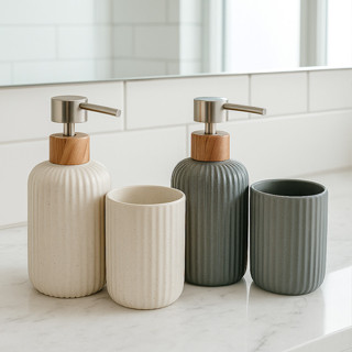 Kit Banheiro Lavabo 2 Peças Porta Sabonete Escova Decorativo em Oferta na Shopee