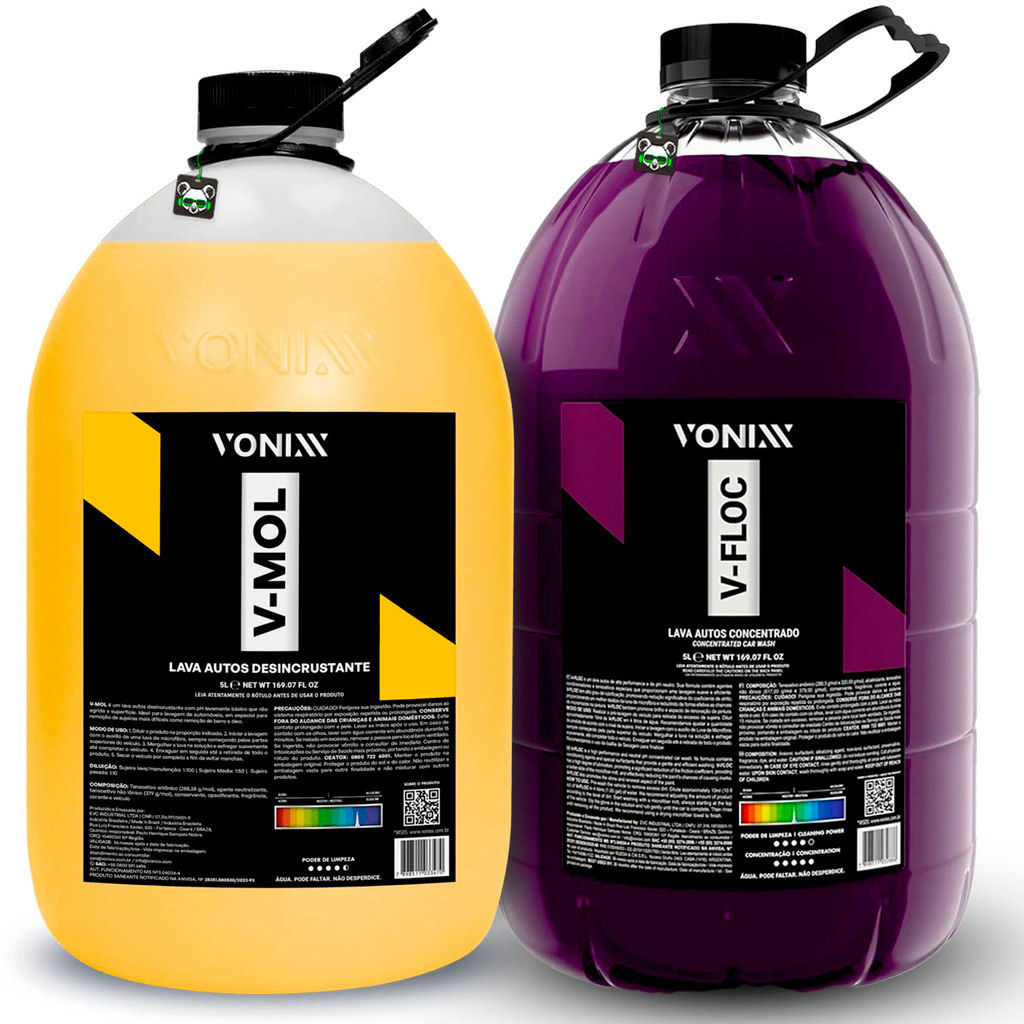 Kit Lava Auto Limpeza Pesada V-Floc Pré Lavagem 5L + V-Mol Shampoo Neutro 5L Vonixx em Oferta na Shopee