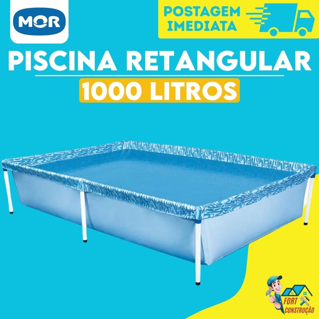 Piscina Estrutural Armação Retangular Infantil 1000L | 400L PVC Mor
