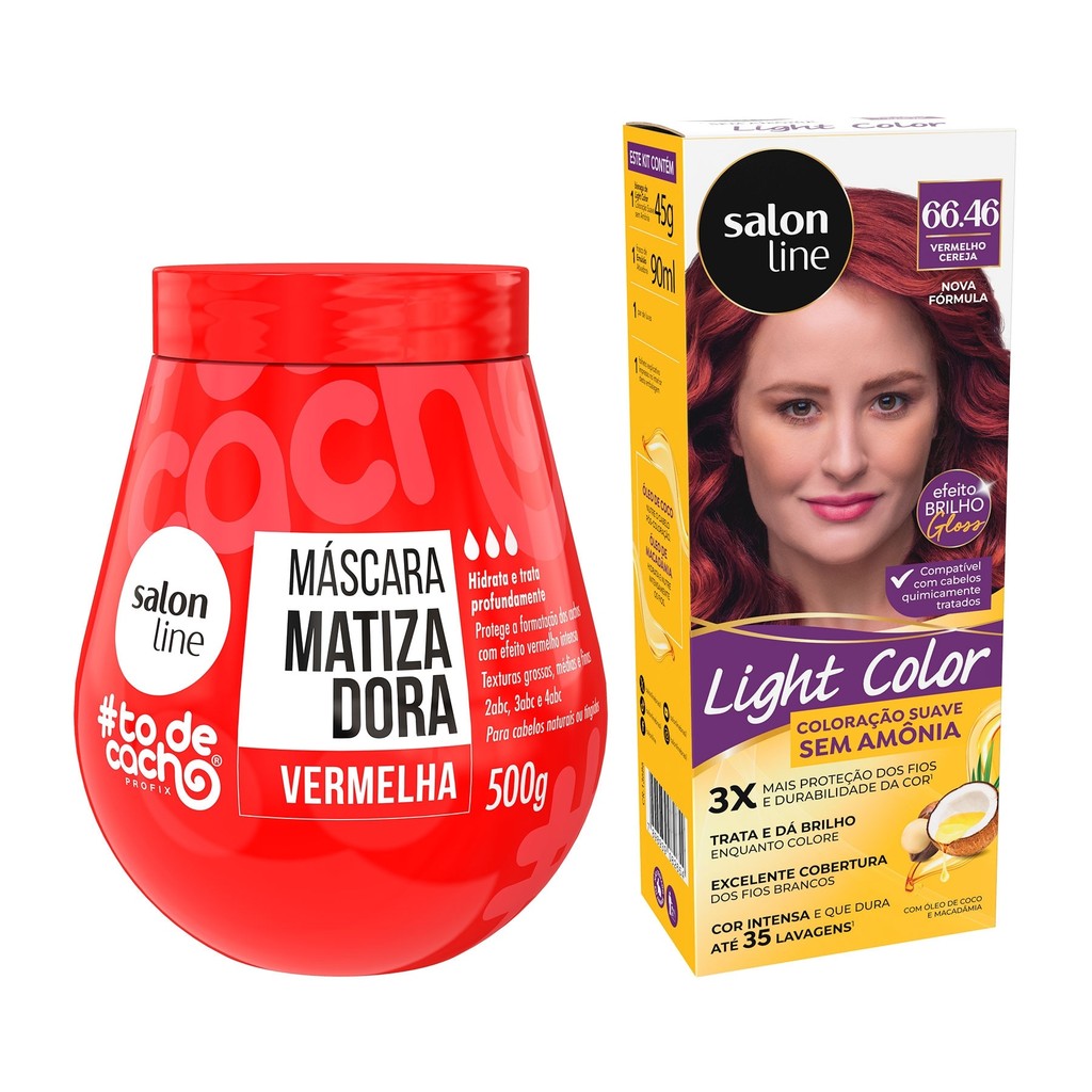 Kit Vermelhão do Poder + Light Color Vermelho Cereja Salon Line em Oferta na Shopee