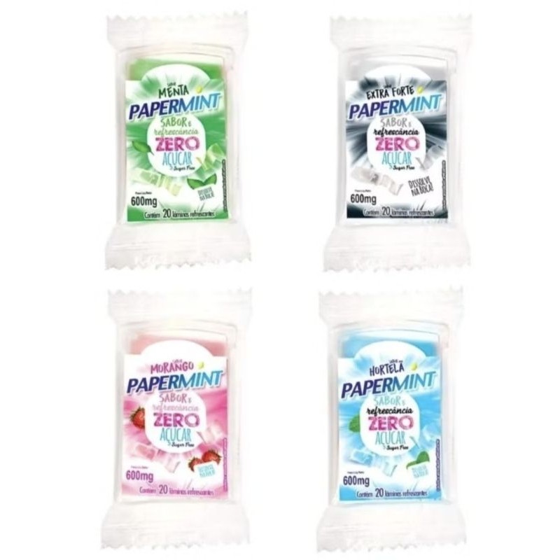 KIT 12 OU 24 UNIDADES PAPERMINT LÂMINAS REFRESCANTE ZERO AÇÚCAR (20 lâminas cada blister) em Oferta na Shopee