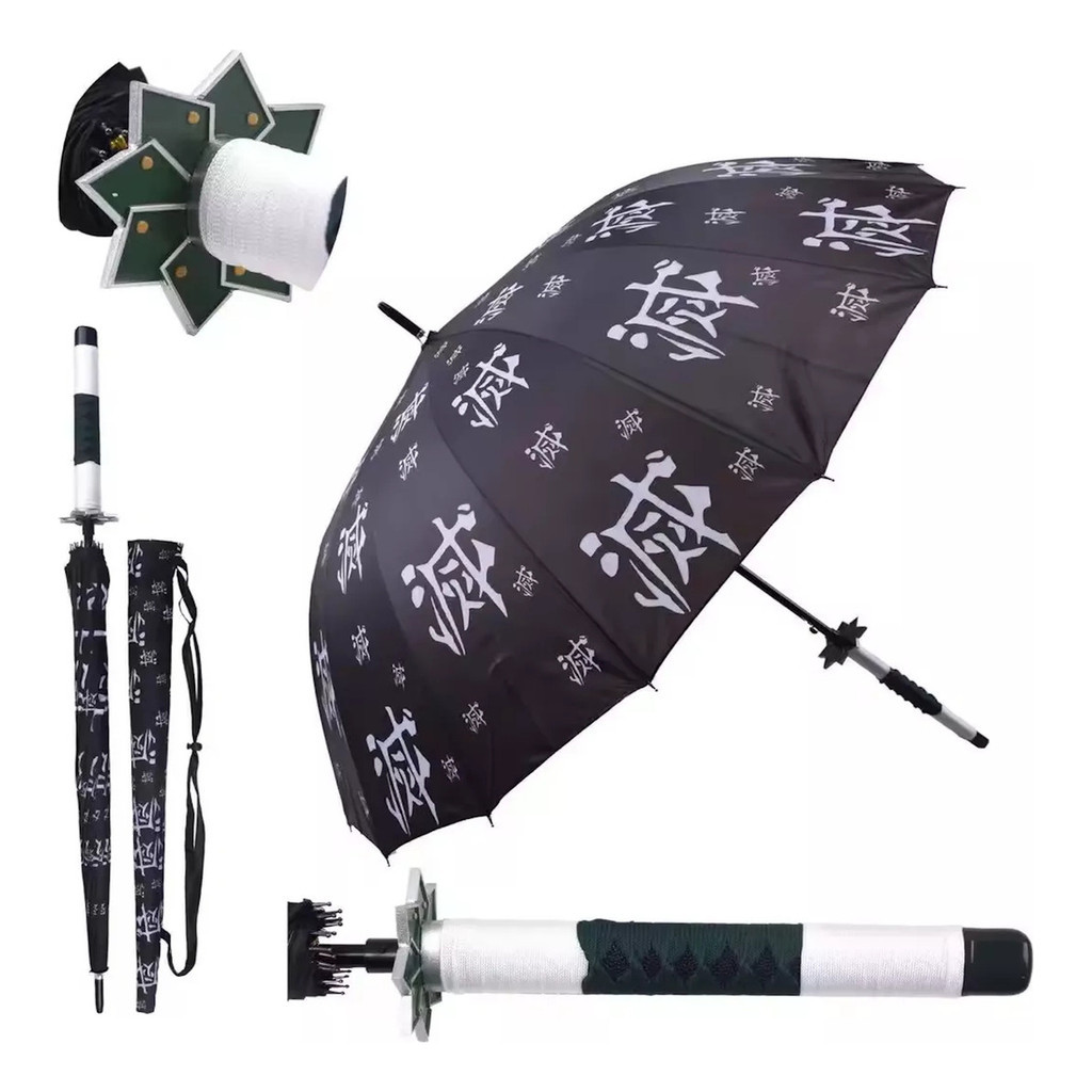Guarda Chuva Anime Demon Slayer Cabo O-Katana Sanemi Shinazuga Suporte Mesa