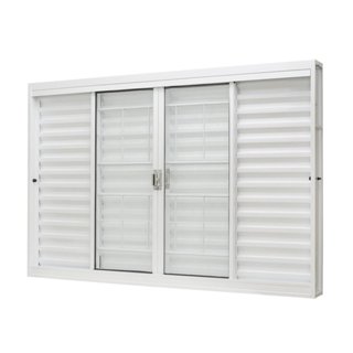 Janela de Aço Veneziana Central 100x120cm 6 Folhas com Grade Quadriculada e Vidro Liso Ramassol em Oferta na Shopee