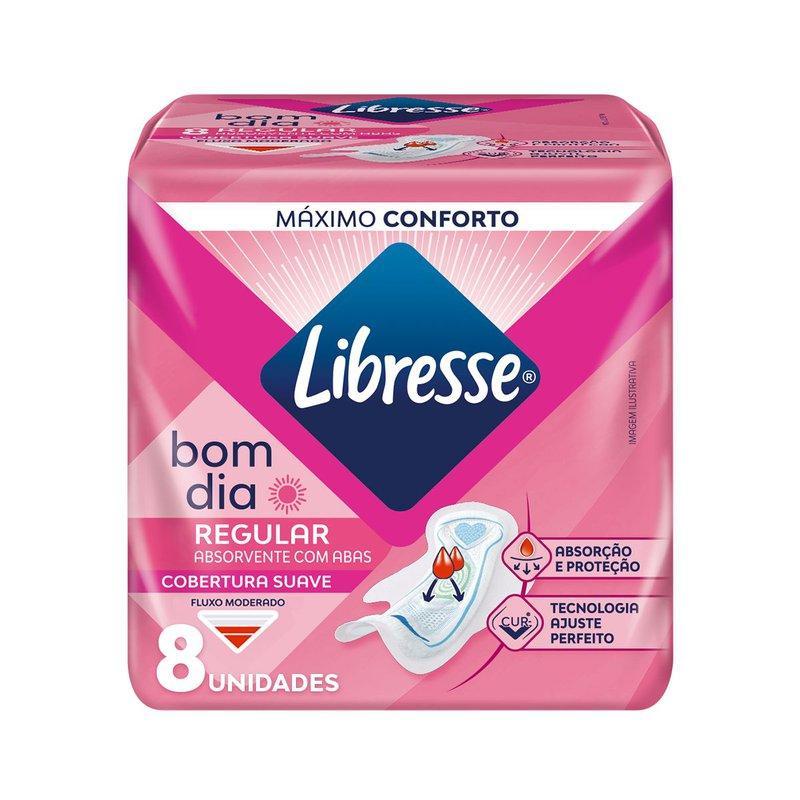 Absorvente Libresse Bom Dia Regular Suave Com Abas Fluxo Moderado 8 Unidades em Oferta na Shopee