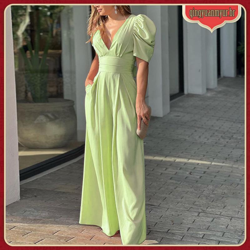conjunto alfaiataria feminino Mulher de cor sólida temperamento elegante com decote em v cintura alta macacão de pernas