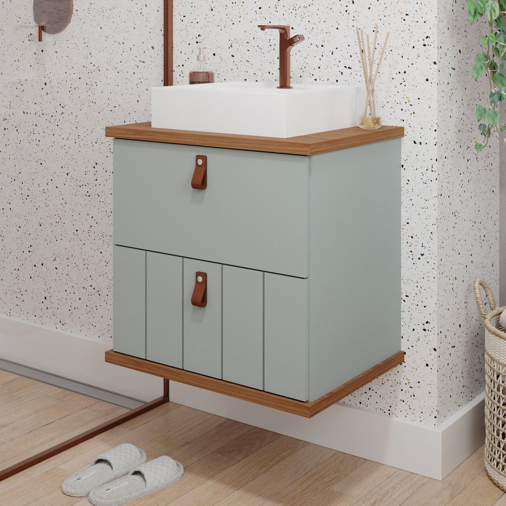 Gabinete Suspenso com Cuba 60cm Poli Espresso Móveis Pistache em Oferta na Shopee