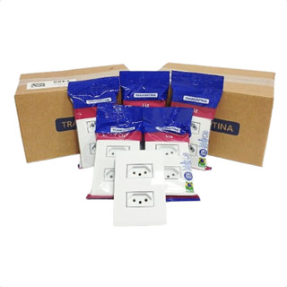 Kit 20 Tomada Dupla 10A 4x2 Branco Embutir Liz Tramontina
