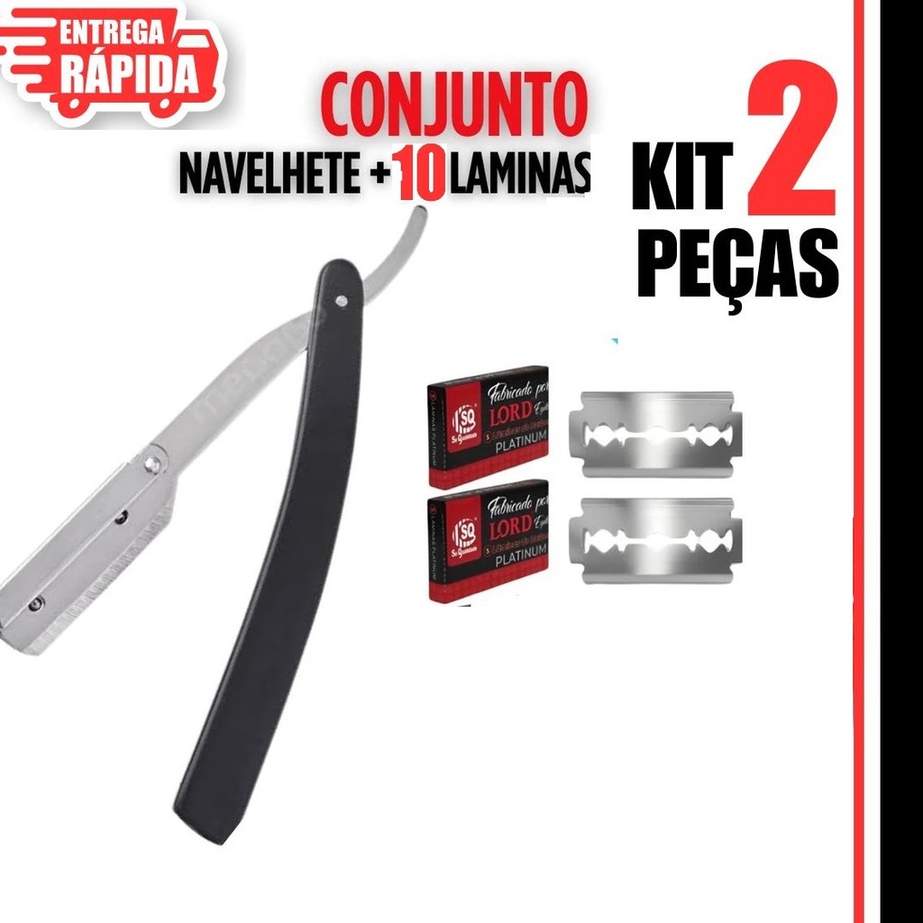 1 Navalhete para Barbear + 10 Lâminas para Barbearia Navalha Cortes de Cabelo Corte Afiado
