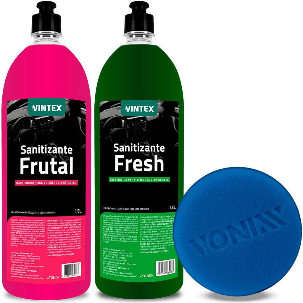 Kit Vintex Sanitizante Fresh + Aromatizante Bactericida Frutal Bom ar