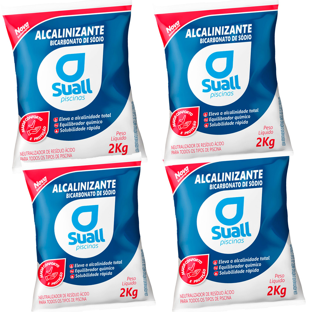 Kit 4 Elevador de Alcalinidade Alcalinizante Suall Produtos Para Piscinas 8kg em Oferta na Shopee