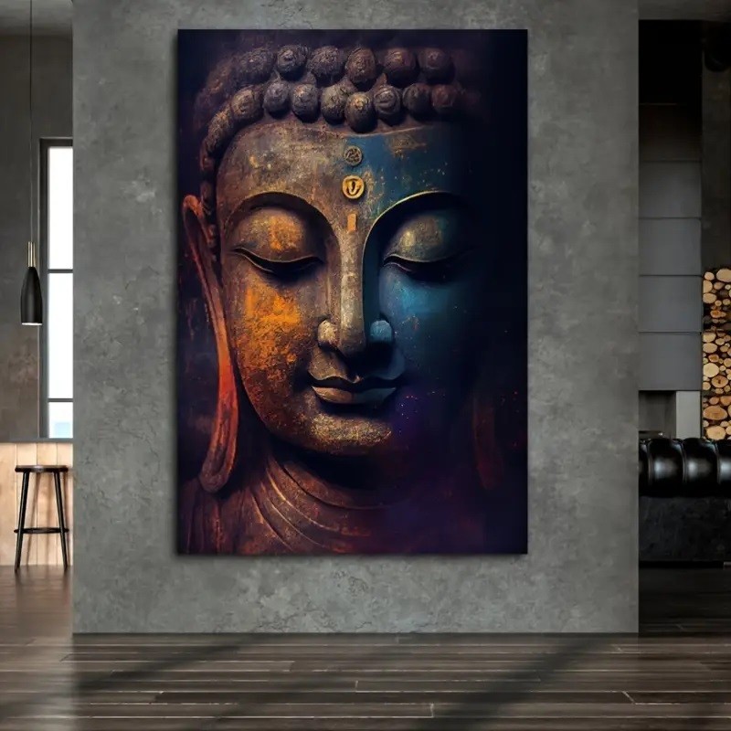 Quadro decorativo 1 peça 90x70 Buddha Buda Príncipe Meditação Zen Mindfulness Relaxamento para quarto sala estúdio