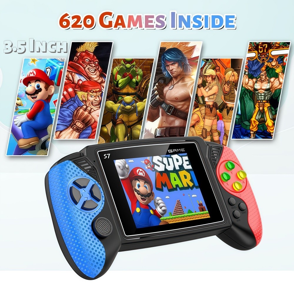 Console portátil S7 Plus com tela de 3.2 polegadas – vídeo game retrô com vários jogos clássicos