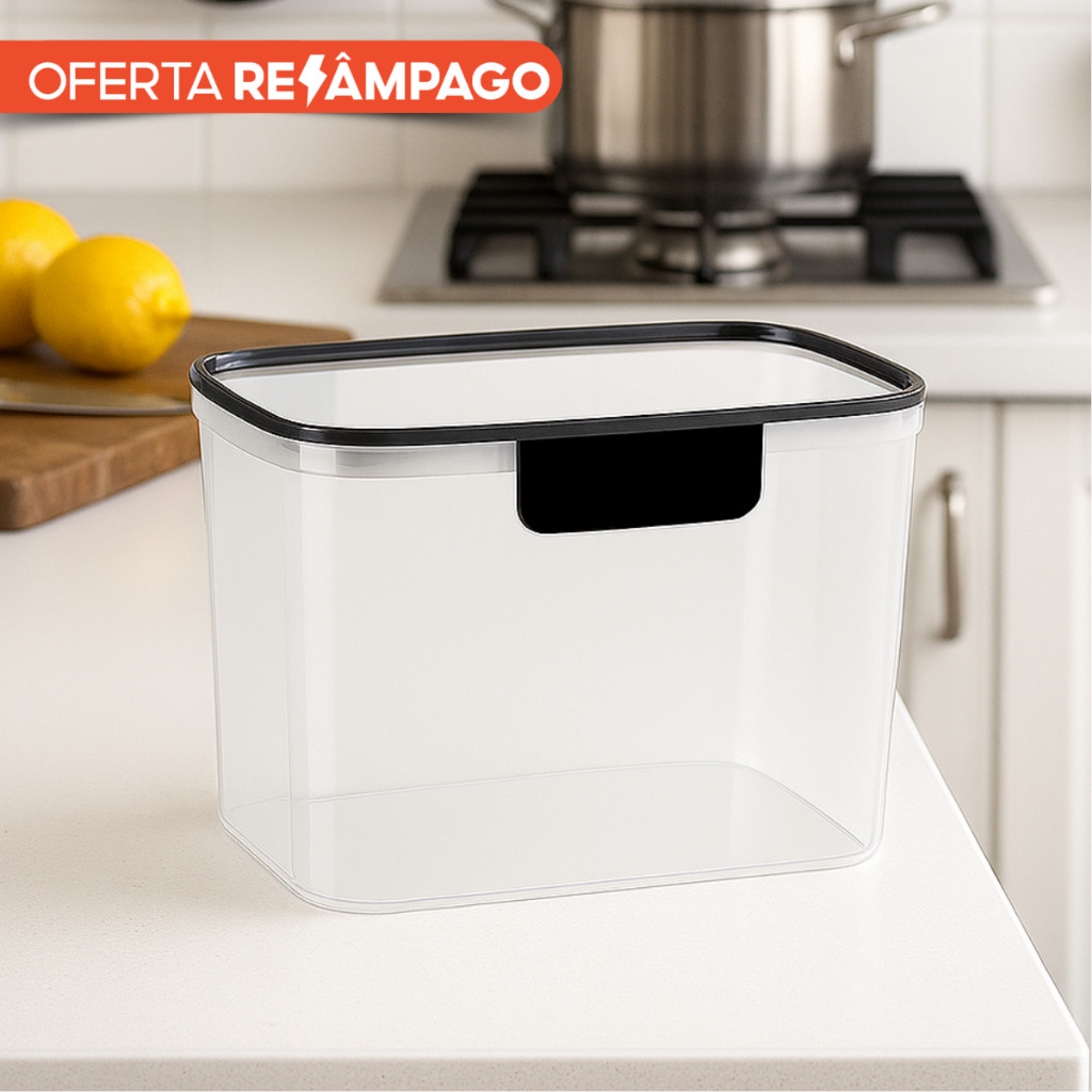 Pote Hermético Para Grãos Organizador 3,61 Litros Grande Transparente Cozinha Mantimento Lavanderia