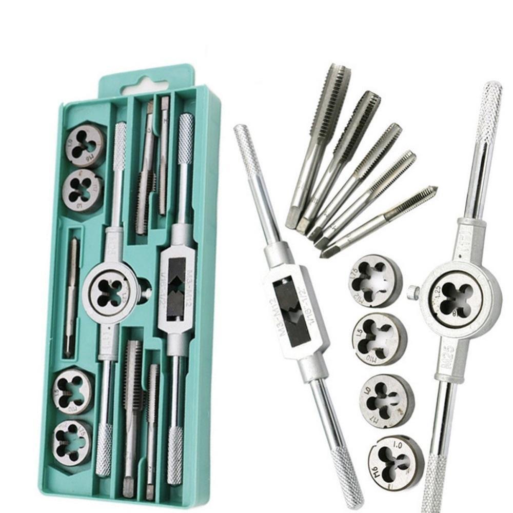 JOGO TARRACHA COSSINETE MACHO FEMEA KIT 12 PECAS PENTE ABRE ROSCA ACO MADEIRA ALUMINIO PROFISSIONAL