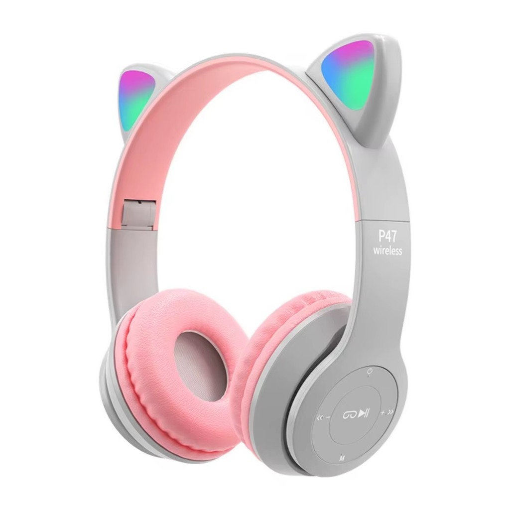 Fone Bluetooth Orelha De Gatinho Gato 5.0 Com Led Headphone