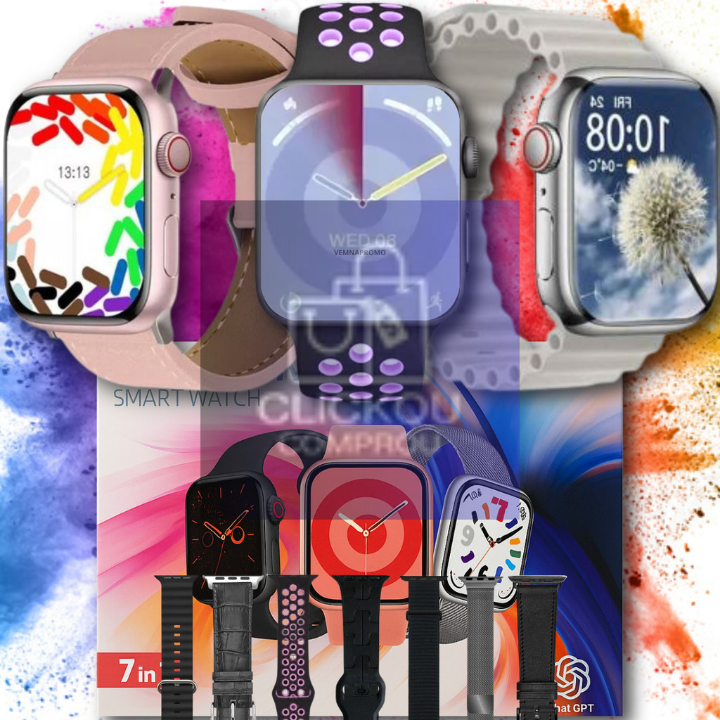 Smartwatch HW X Mini 7 com NFC e 2 Pulseiras Estilo Tecnologia e Desempenho Esportivo Inteligente