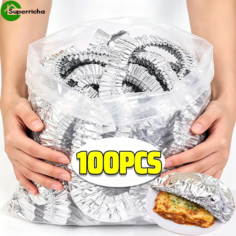 [Ultra] 100-20 Unidades De Filme De Folha De Alumínio Grosso Descartável Para Alimentos-Capas Elásticas De Isolamento Té