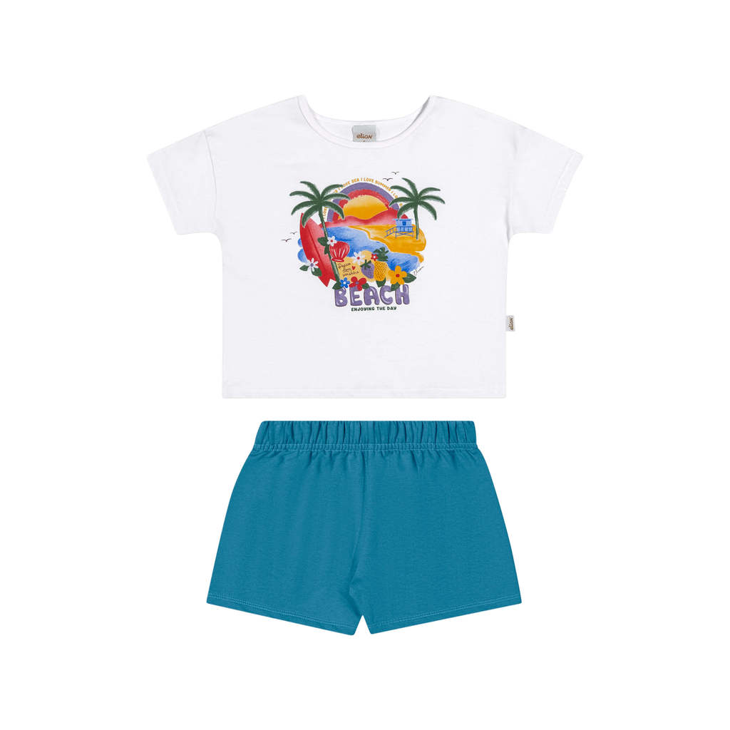 Conjunto Infantil Menina Ombro Deslocado Elian Branco