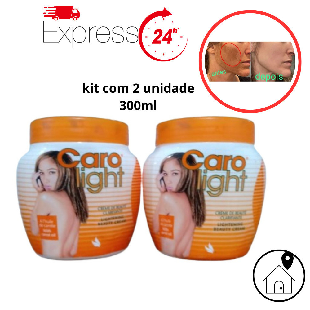 Kit 2 Cremes Clareadores Caro Light 300ml Importado Hidratante Facial e Corporal Original