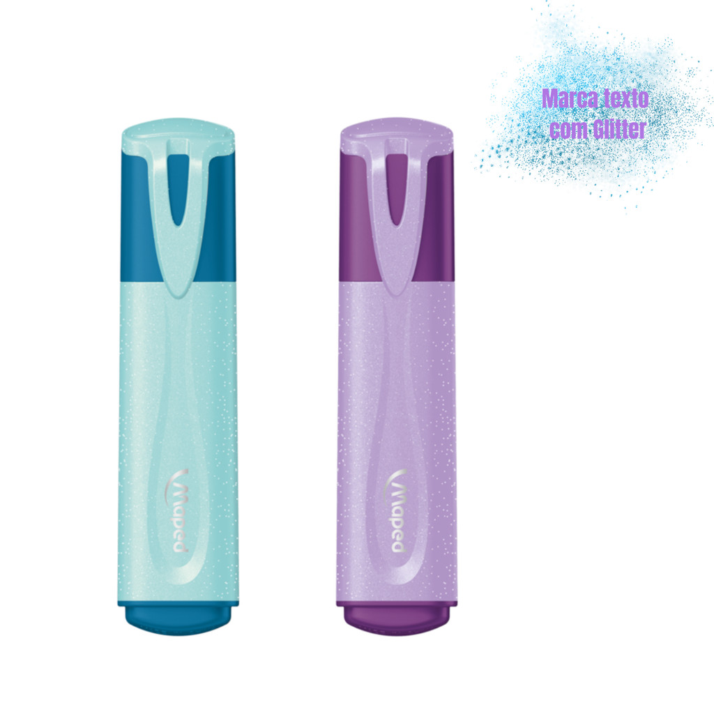 Kit 2 Marca Texto Com Glitter Pastel  - MAPED Cor:Azul+Lilas