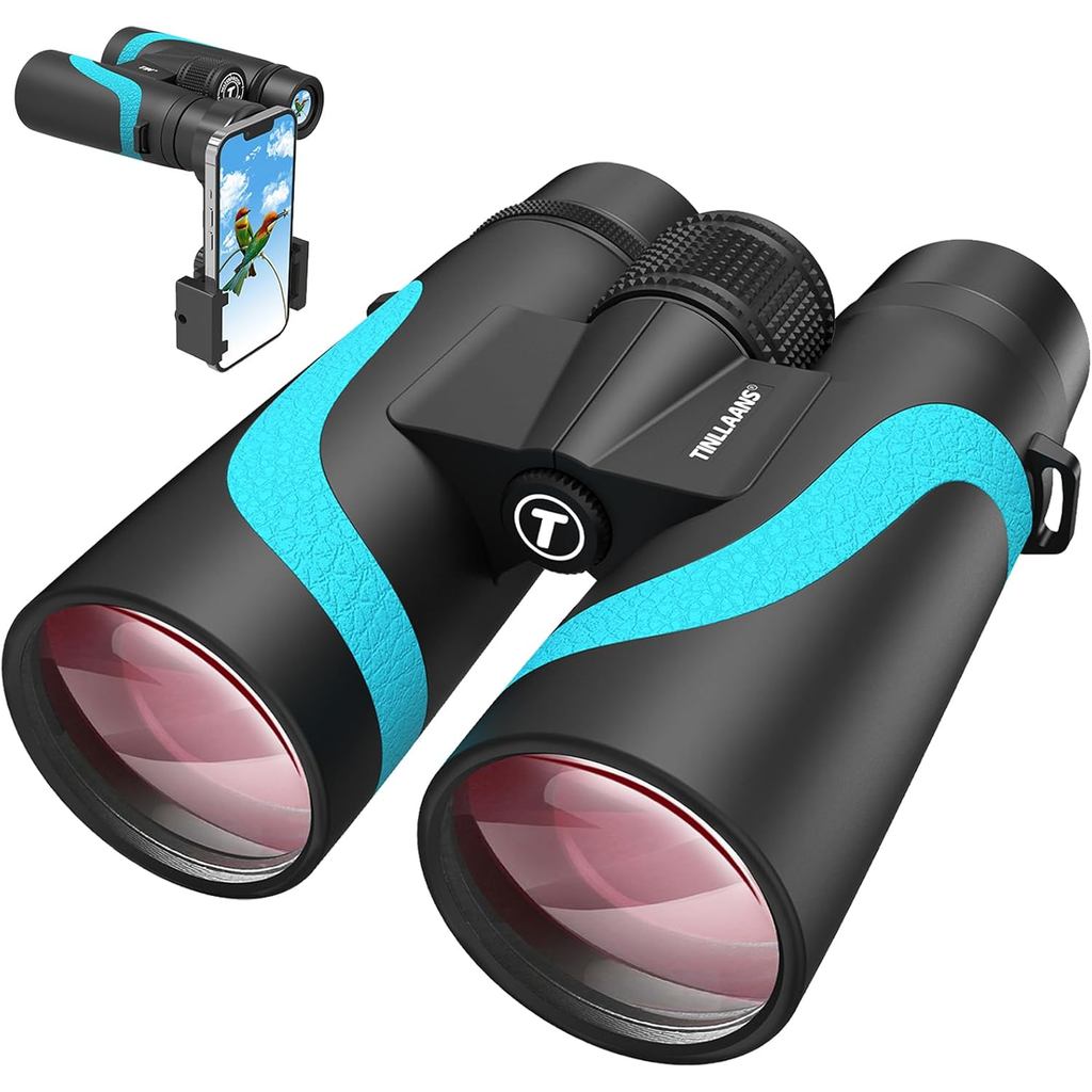 Binóculos UHD 15x55 para Adultos de Alta Potência com Adaptador para Telefone - Visão Ampla, Prisma BAK4, Impermeáveis, 