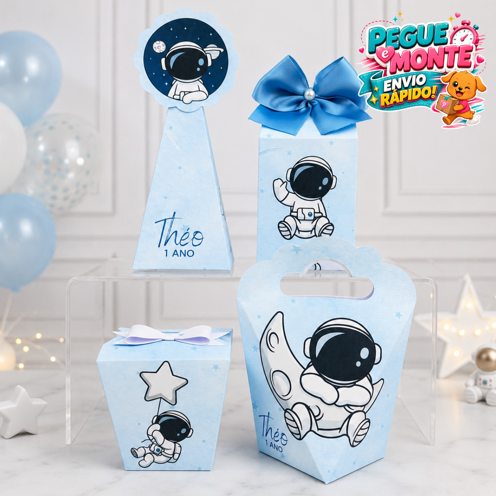 Kit Caixas Astronauta Personalizado | Lembrancinhas Personalizadas | Caixinhas para Festa Infantil | Aniversário