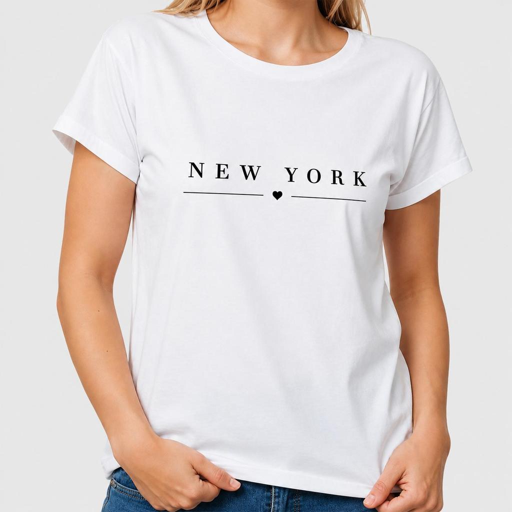 Kit 3 Camisetas Femininas Estampadas New York Brooklyn California 100% Algodão Premium T-Shirt Casual Streetwear