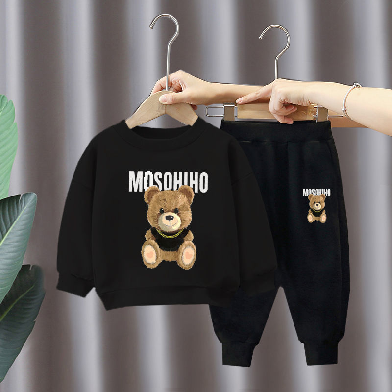 Meninos meninas primavera outono terno de manga comprida camiseta meninas crianças moletom bonito pequeno urso bebê únic
